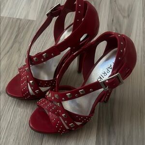 Paprika Red Strappy Heels with Stiletto